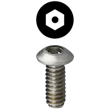 #10-24 X 1/2 In Tamper-Resistant Hex Button Machine Screw, 18-8 Stainless Steel, 100 PK